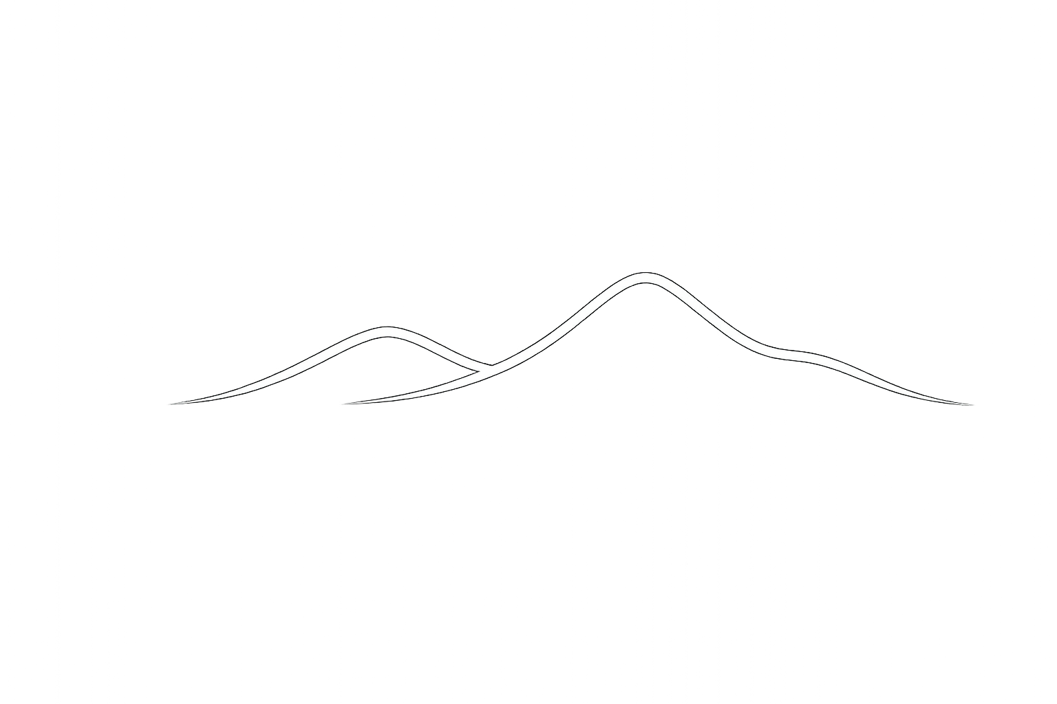 A digital line graph with two overlapping white curves on a black background.