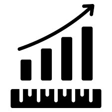 Bar graph with increasing trend and a ruler at the bottom
