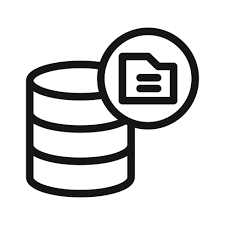 Icon of a stack of coins with a document symbol overlay