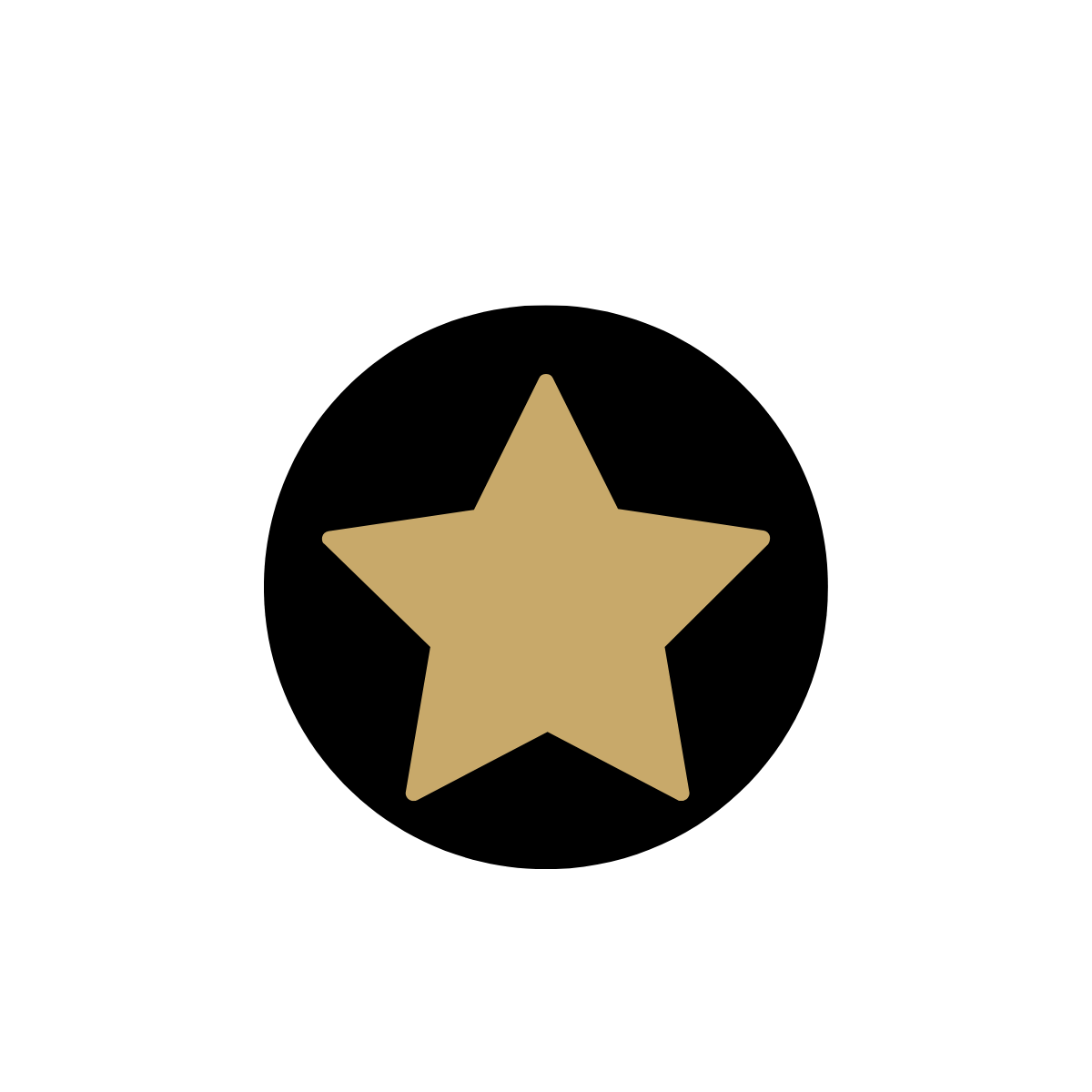 Ein schwarz hinterlegtes Bild mit einem goldenen Stern in der Mitte, umgeben von schwarzen Punkten.