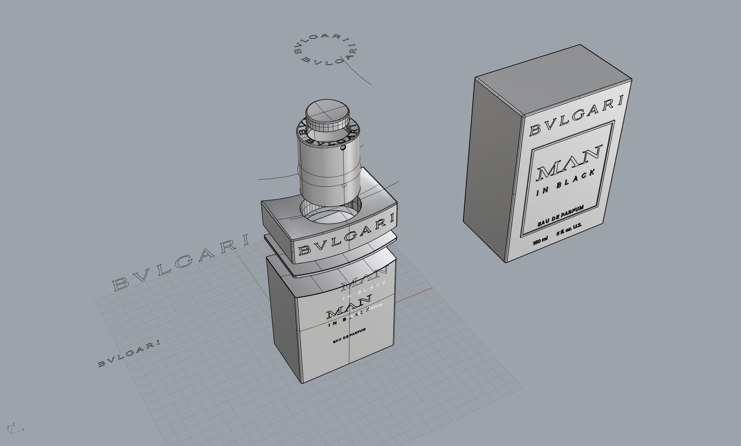 3D Produktrendering, 3D Produktanimation, 3D product rendering, 3d product animation, perfume, design, product design, Bvlgari perfume, luxury product