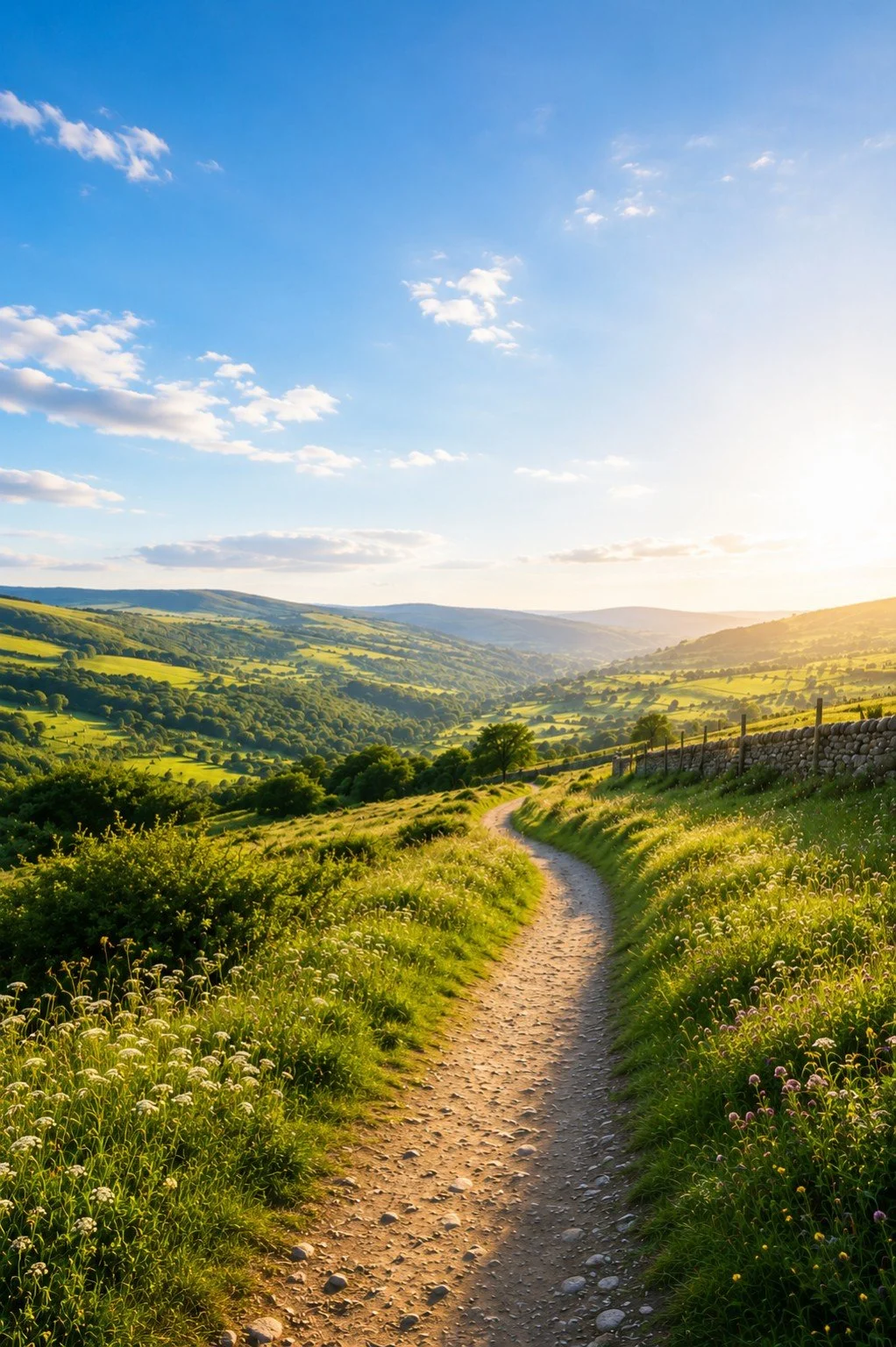 Countryside path stretching towards the horizon, representing planning for a longer life