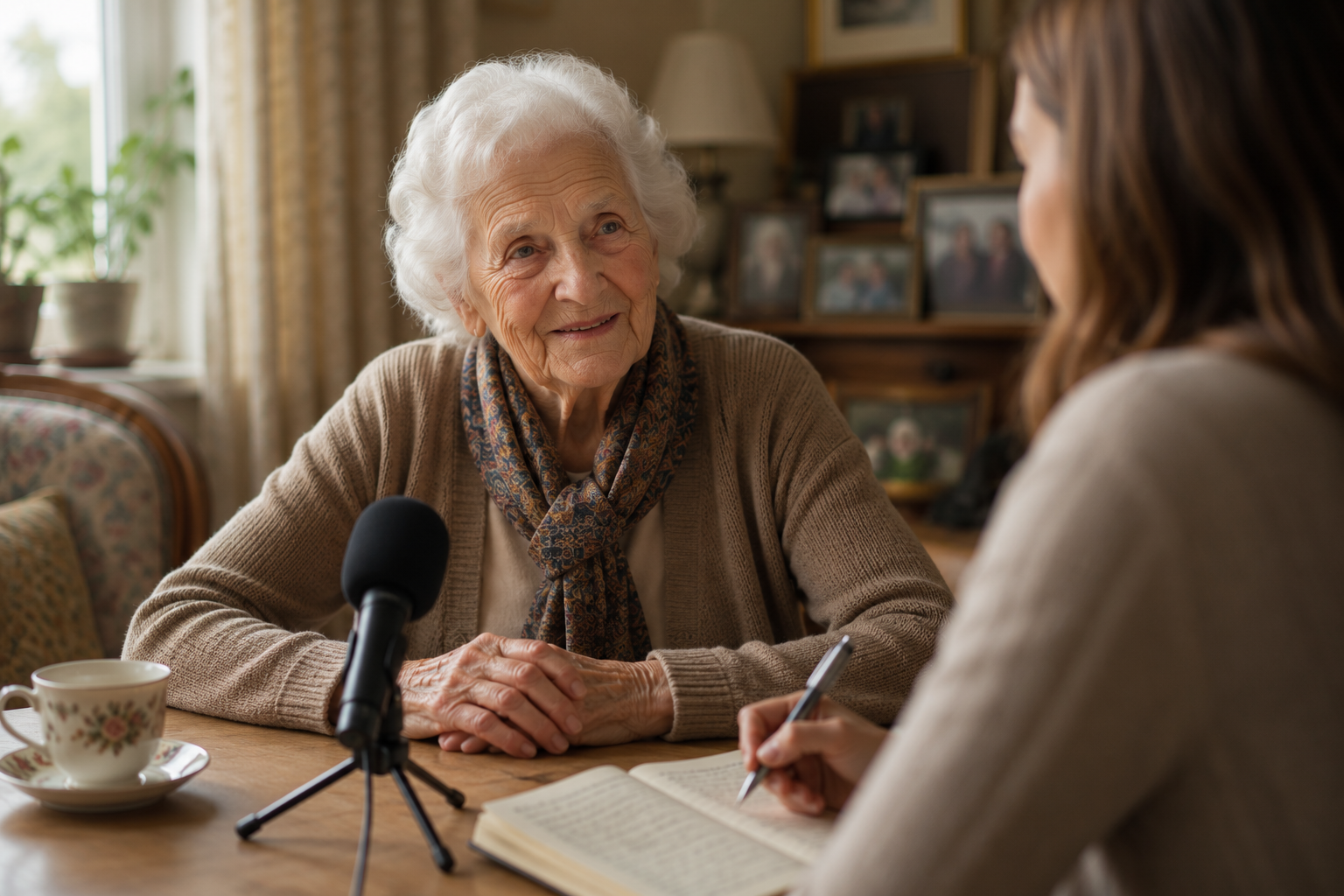 Older woman being interviewed as part of the 100 Before 100 project