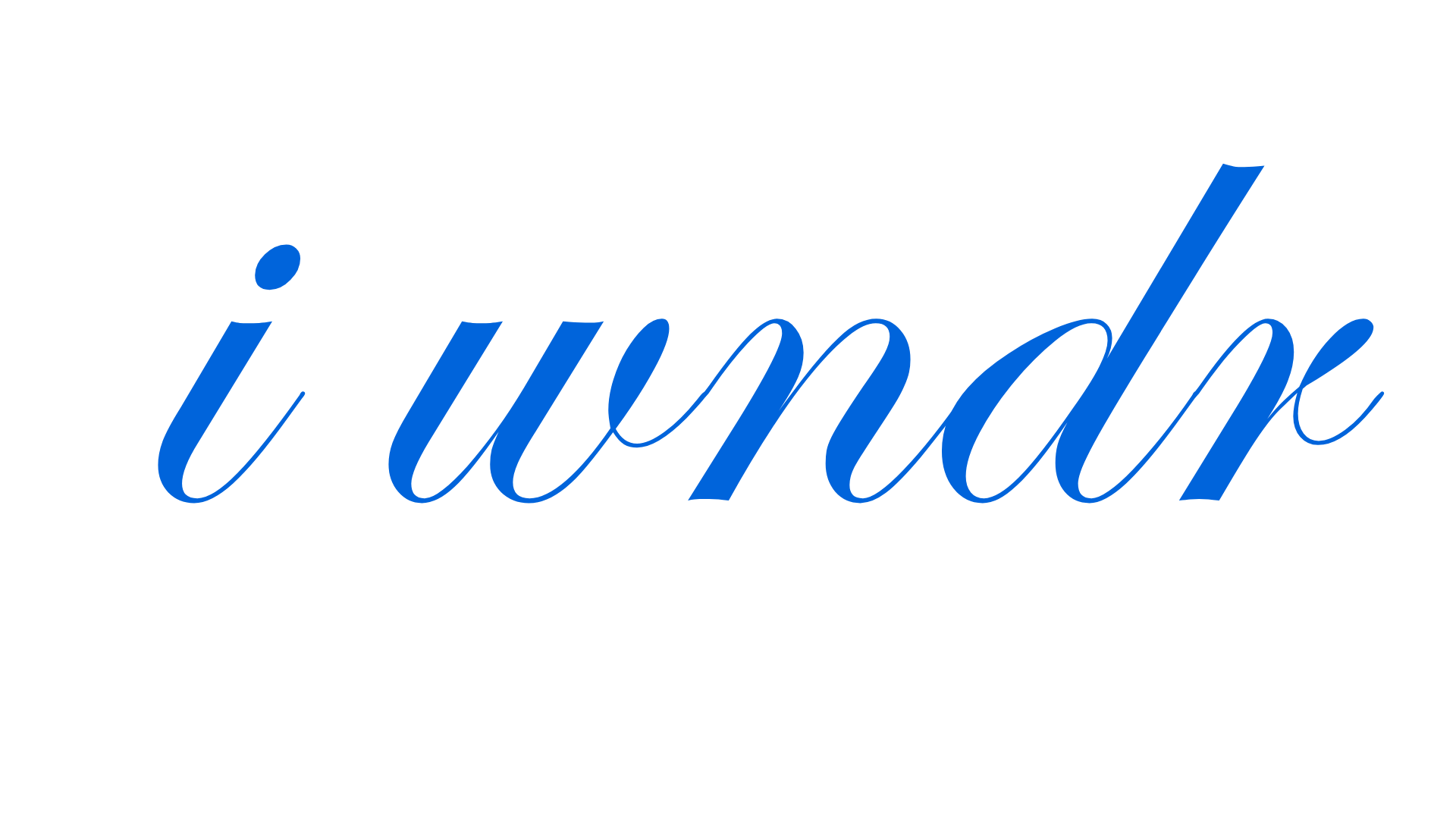 Stylized blue cursive text that reads "i wndr" on a black background.
