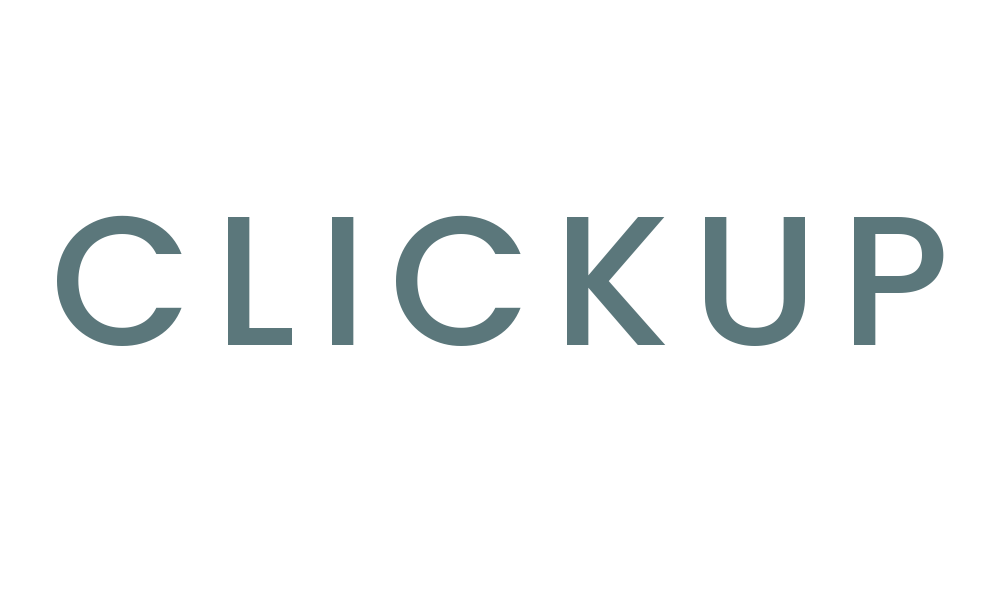 The word 'CLICKUP' in bold, uppercase letters centered on a black background.