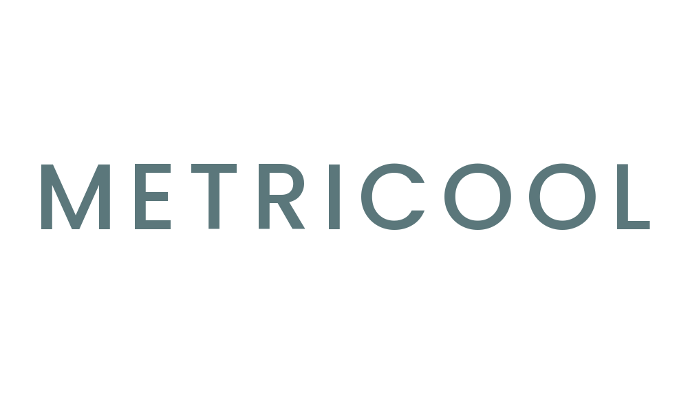 Logo for METRICCOOL with a globe and water drop design above the company name.