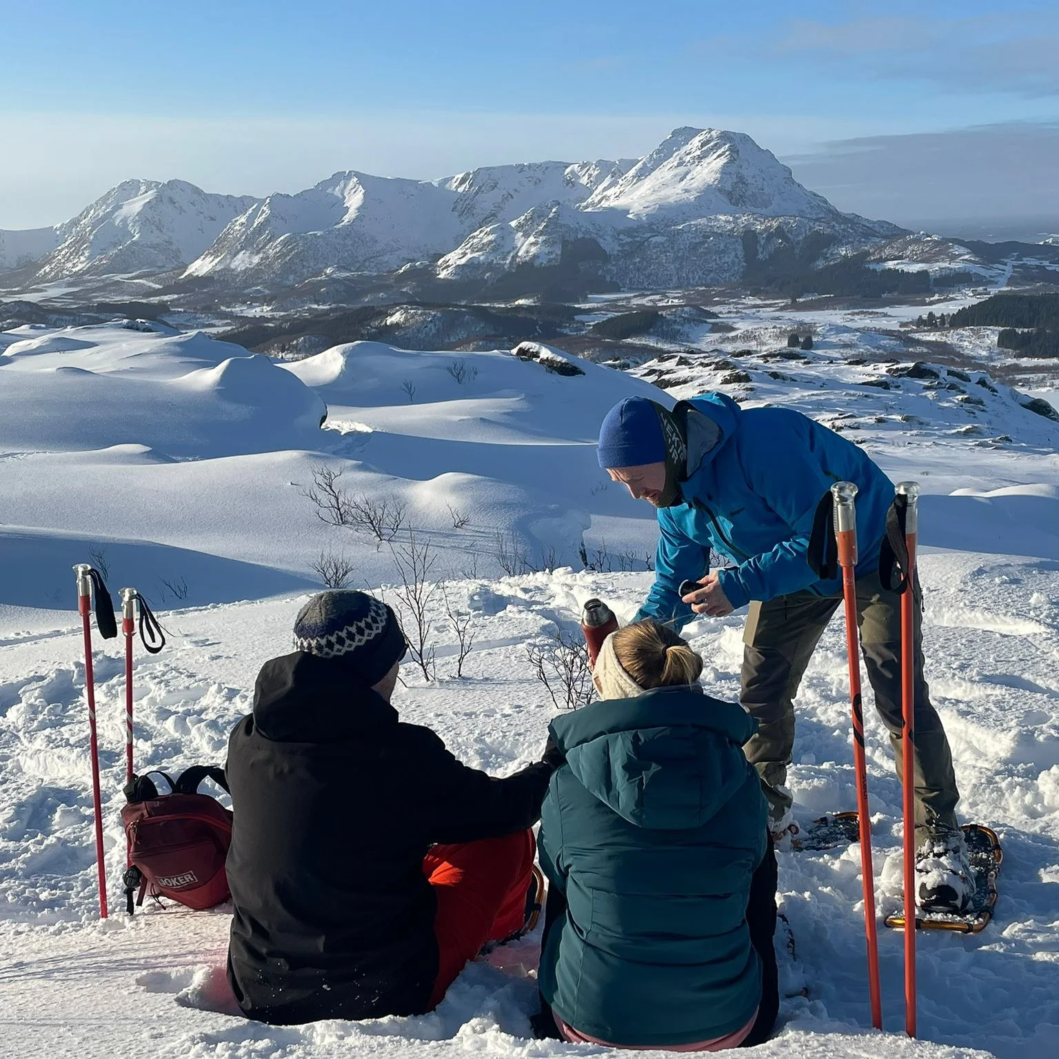 Coffee break on a mountain summit in Vesterålen