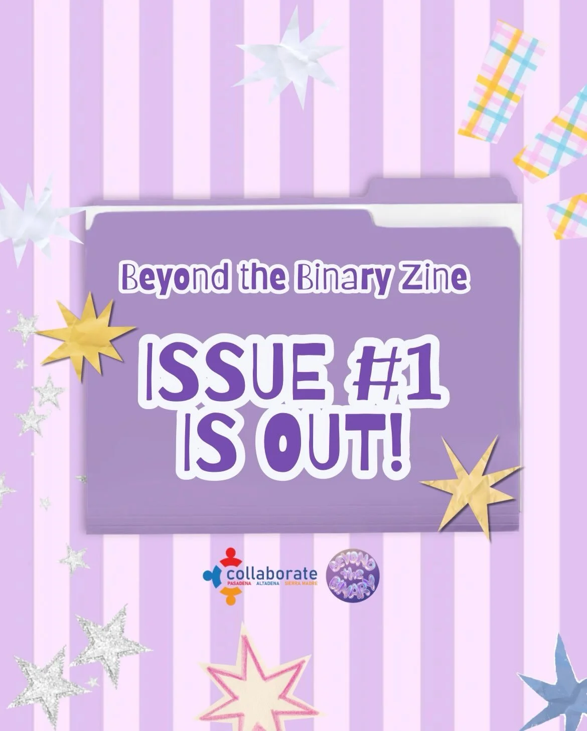 ✨ BEYOND THE BINARY&rsquo;S ZINE ISSUE #1 IS OUT!!! ✨
Come see all of the wonderful artwork and creative expression in our LGBTQ+ youth zine! 🌈

⬇️ ISSUE #1 LINK BELOW AND IN BIO ⬇️
http://www.beyondthebinaryzine.org/