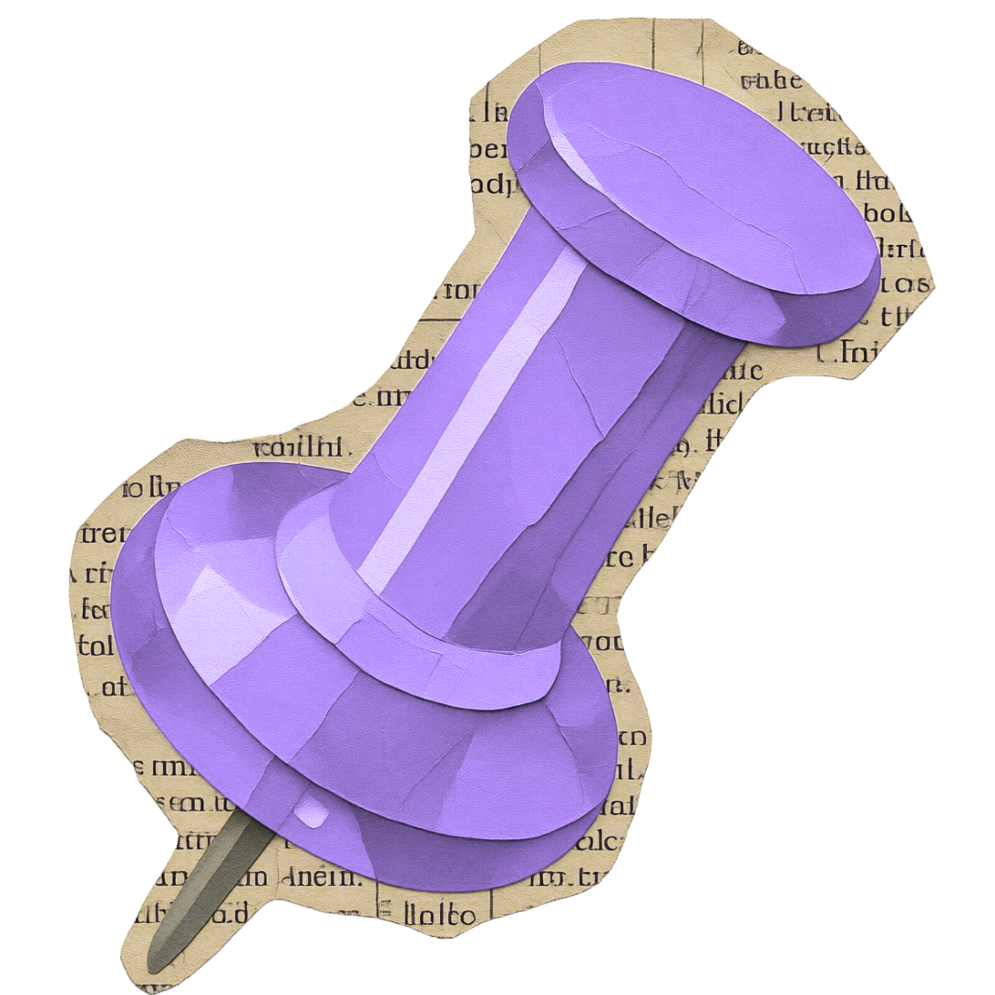 A paper cutout of a purple ice cream on a stick, placed on a piece of torn, vintage book page.