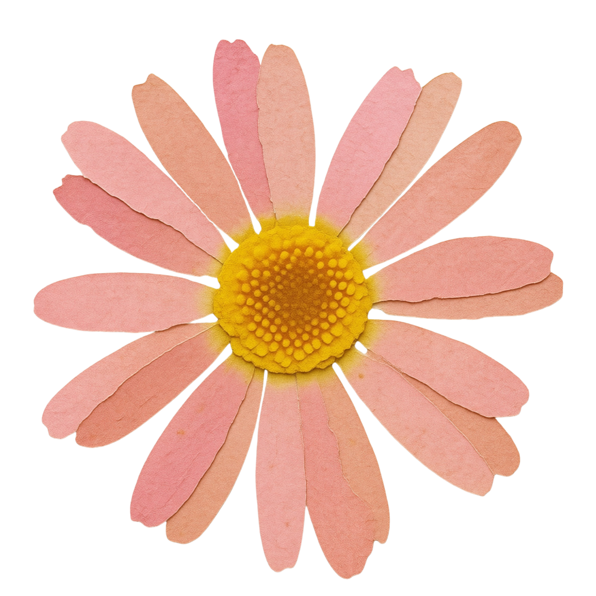 Close-up of a daisy with pink petals and a yellow center.