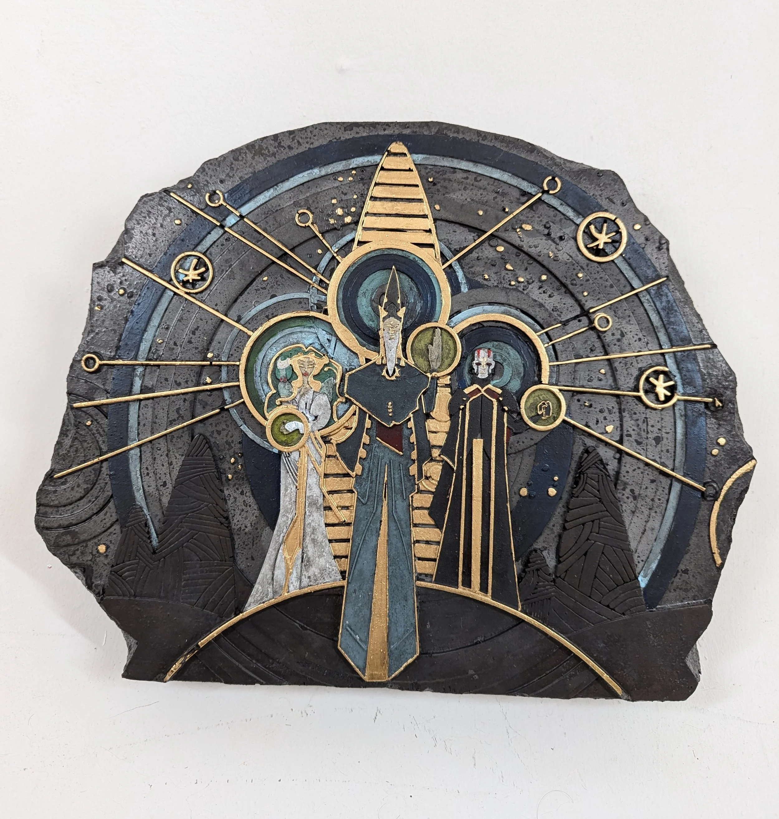 Ancient Energy Flow Gods Trio Stone - Faux Stone Wall Decor Display Art Prop