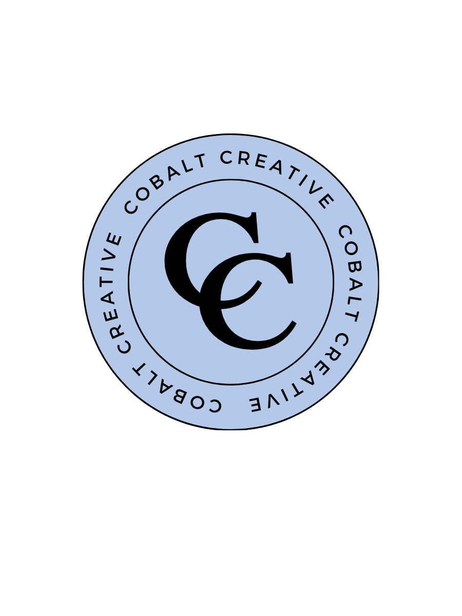 Logo with the words 'Create Cobalt' repeated in a circle around two overlapping C's in the center, on a black background.