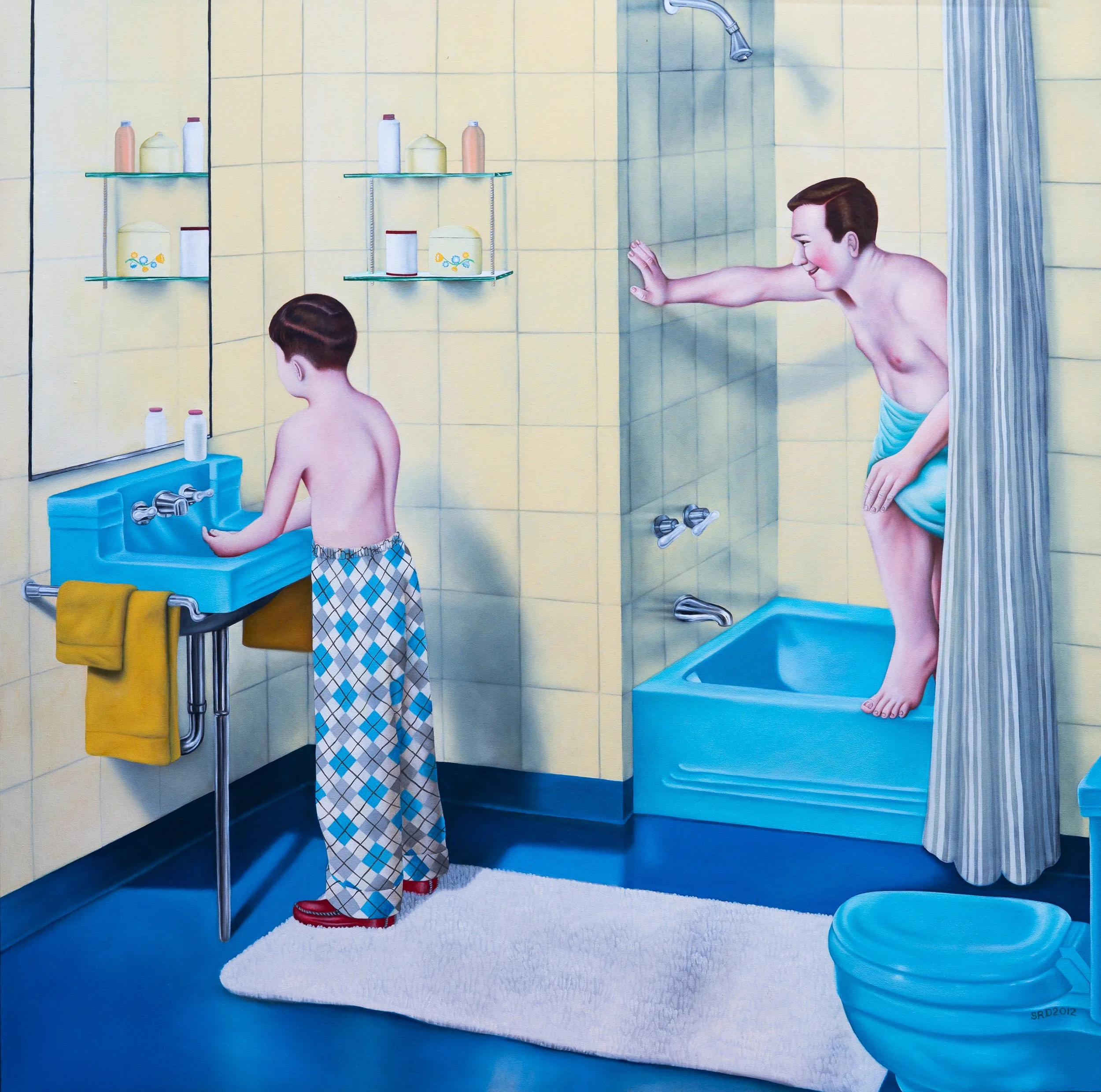 "The Modern Bathroom", oil on canvas, 60 x 60 inches