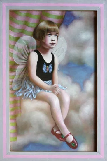 "Little Fairy in Red Shoes", oil on masonite, 18 x 36 inches