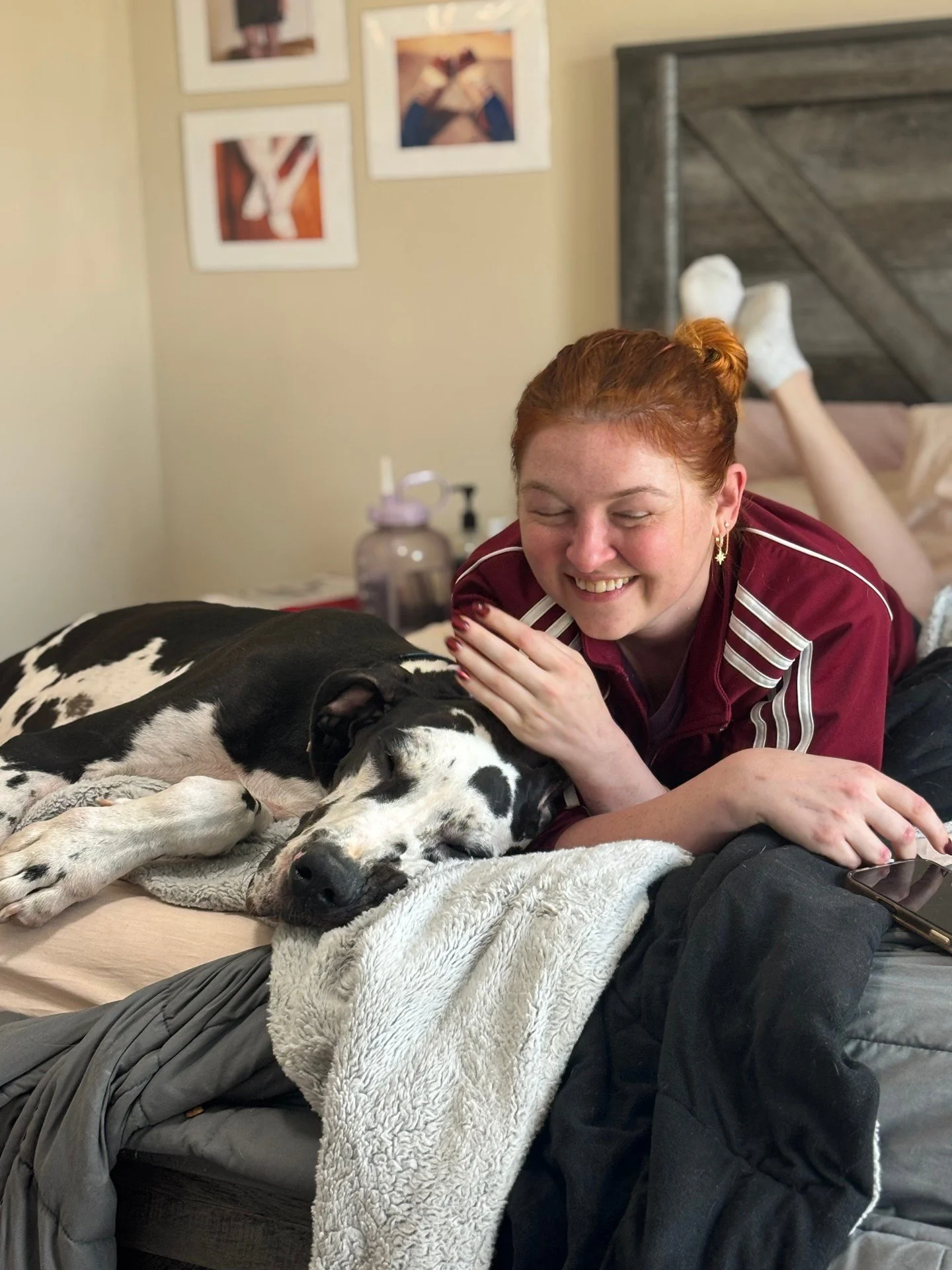 "Posed" with the new baby dog, Goose/GusGus/GooseGoose/MooseGoose/Gustav... he's adorable but has been being a bit of a dick to the fam--hoping he can stay here buuuuuut =/

Good looking though, right?

Been doing LIVES from my art studio--