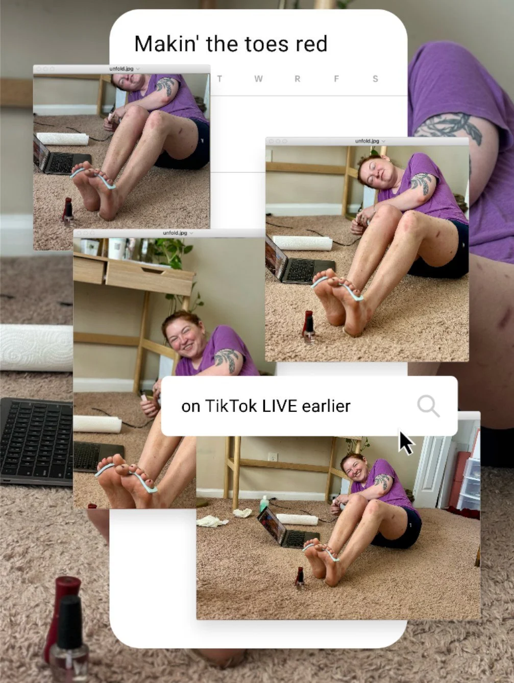 Jumping on and off all the LIVES today over on TikTok (itsbarefootem) because I don't have a bunch of fam stuff pour les holiday. 👣 🙃 Come say hi? Xx 

Made my toenails red earlier. Not the BF's fav for toes, but I'm digging it. They change colors 
