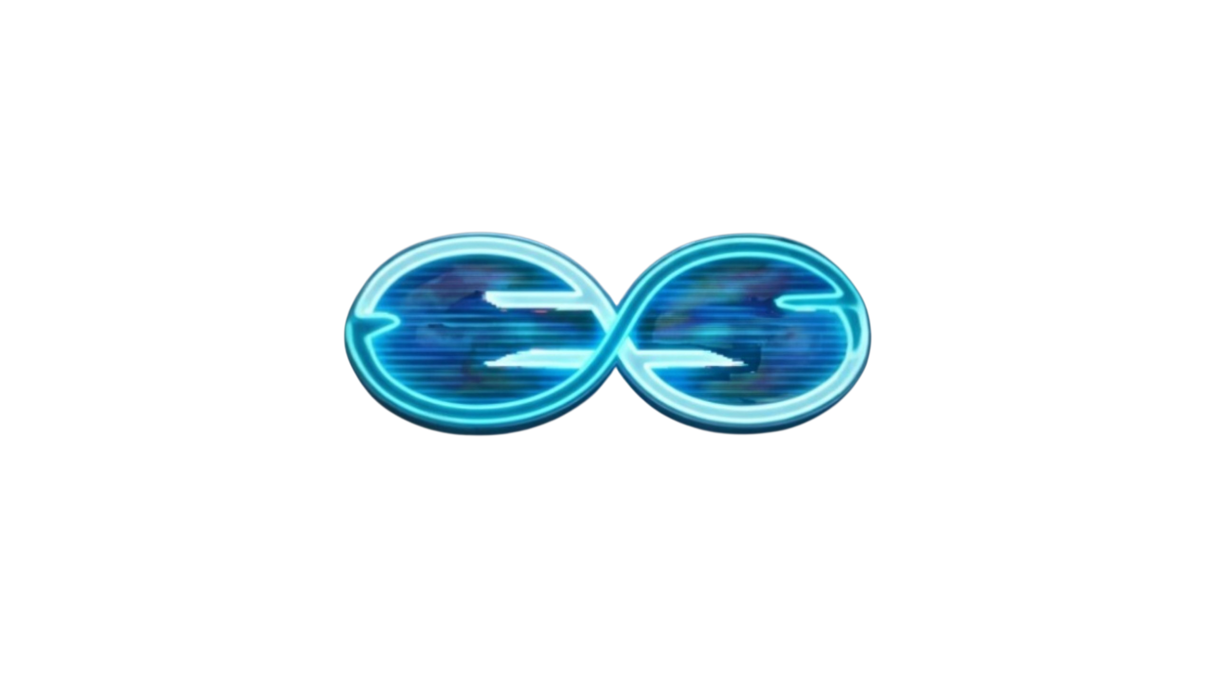 Electronic music artist Eternal Surge ES logo with a stylized infinity symbol in blue and cyan, placed over gradient background.