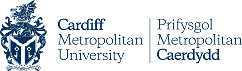 Logo of Cardiff Metropolitan University, featuring a crest and the university's name in Welsh and English.