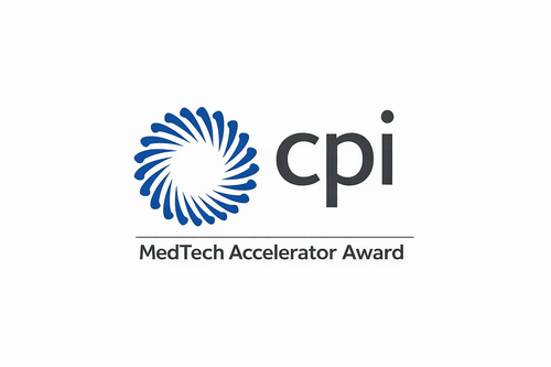 Logo for the CPI MedTech Accelerator Award featuring a blue circular design and text.
