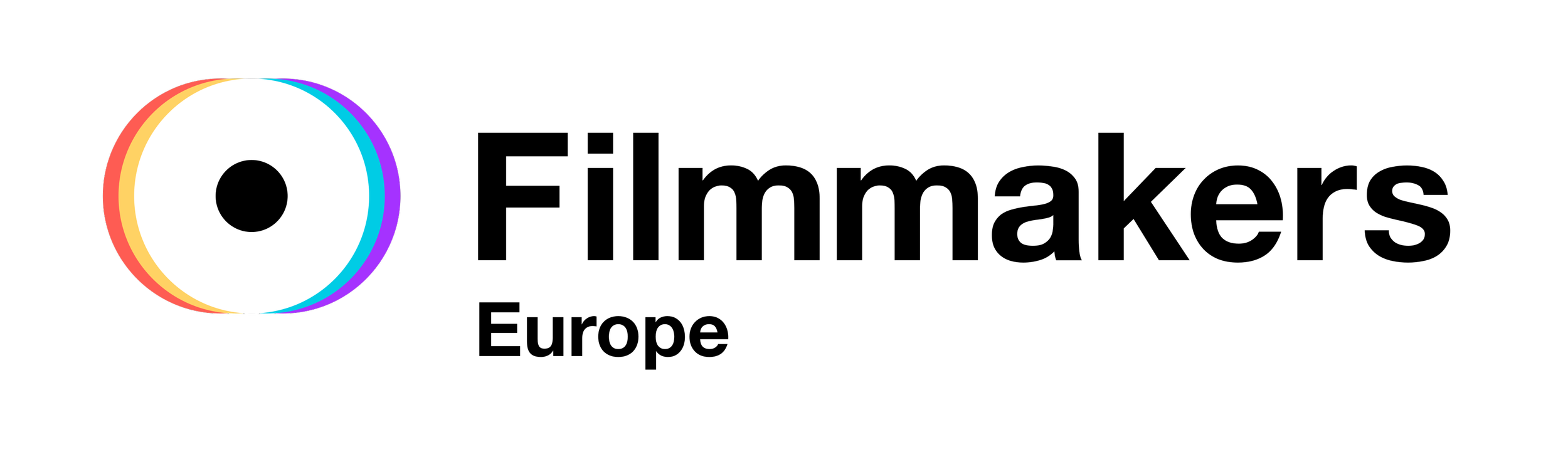 YouTube logo with black text and a multi-colored circle.