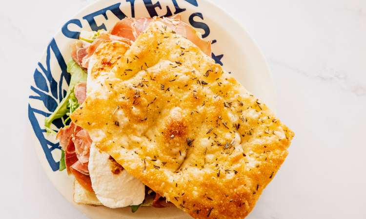 Mozzarella and Prosciutto Focaccia Sandwich