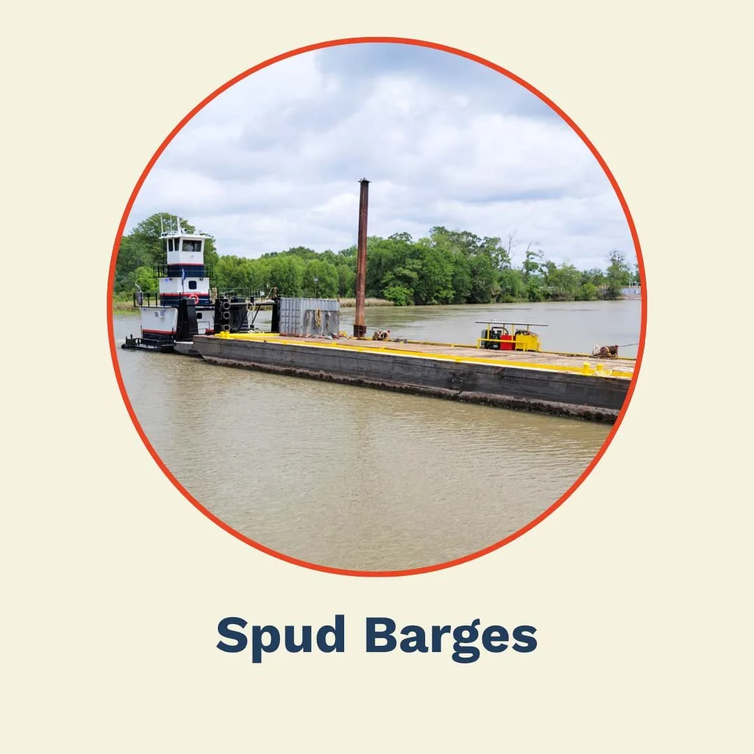 120' x 30' spud barge available through Sweetwater Marine
