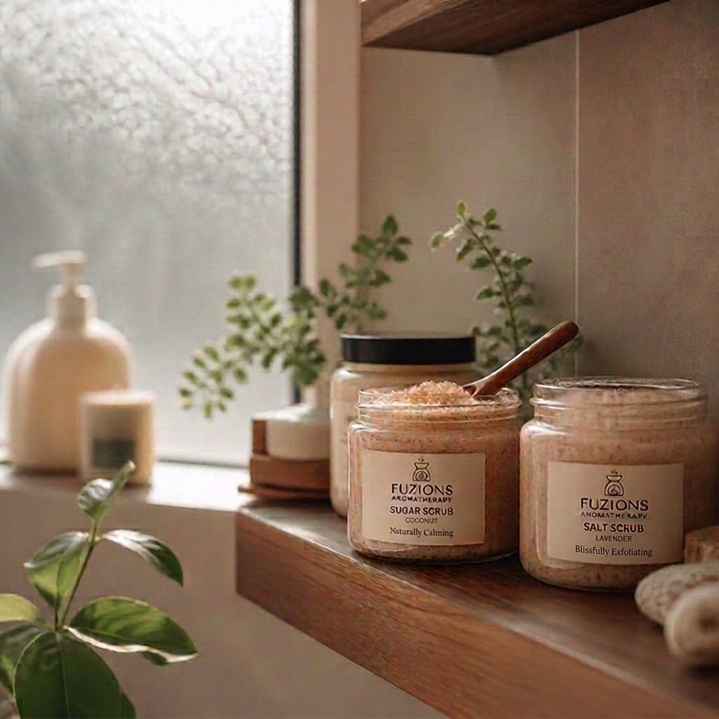 On the label of the salt scrub replace naturally calming with Blissfully Exfoliating.jpeg