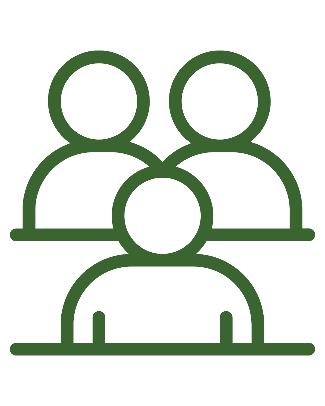 Outline of four people connected in a group.