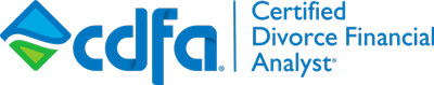 CDFA Certified Divorce Financial Analyst logo in blue and green