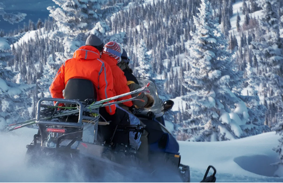 snowmobile at lake koocanusa madera ranch BC