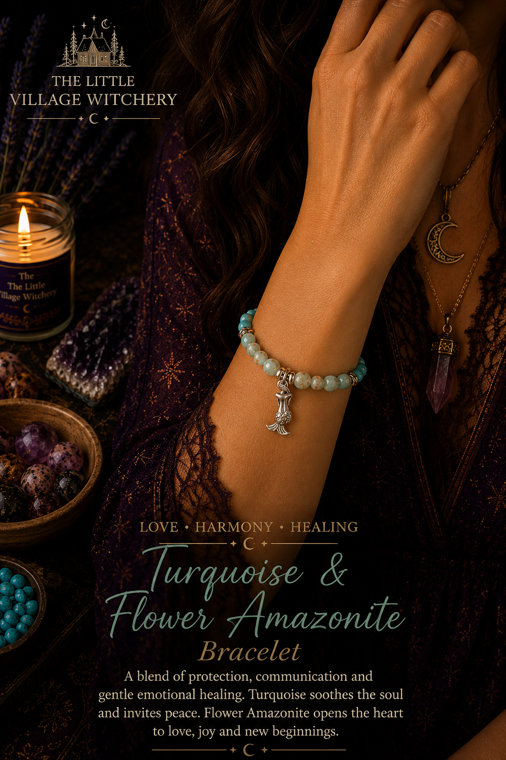 Turquoise & Flower Amazonite Mermaid Charm Wearing.png (Copy)