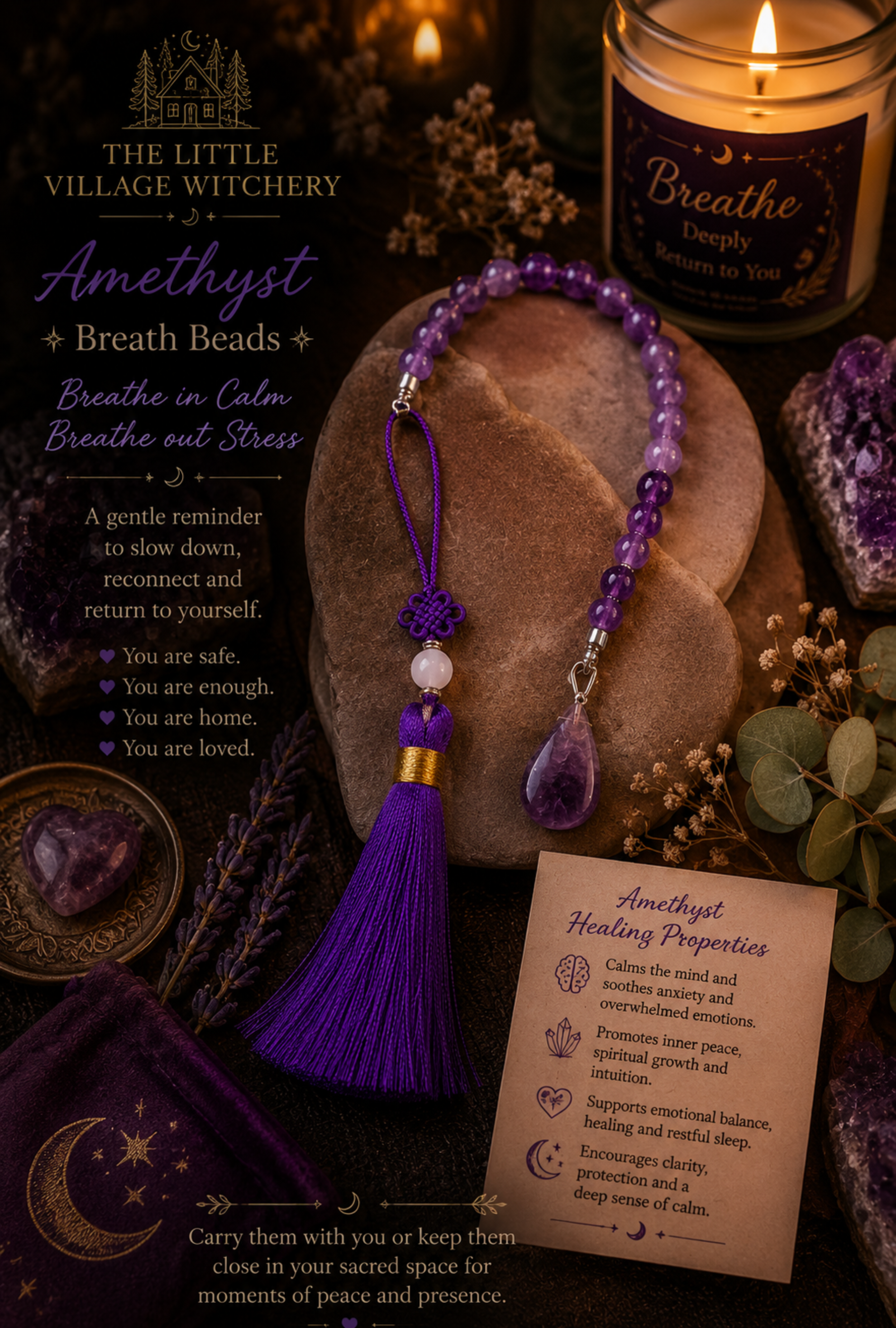 Amethyst Breath Beads Ball Tear Charm