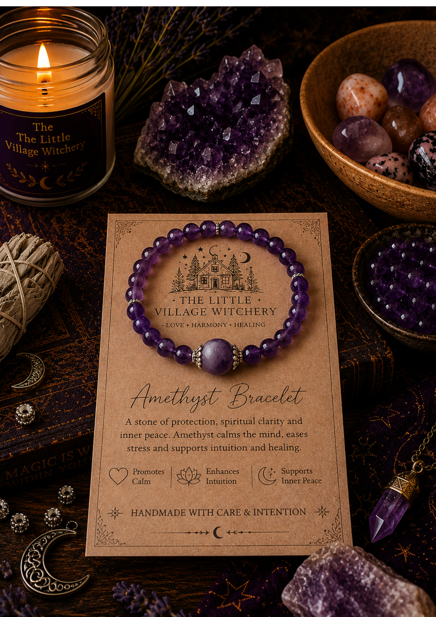 Amethyst Crystal Bead Bracelet