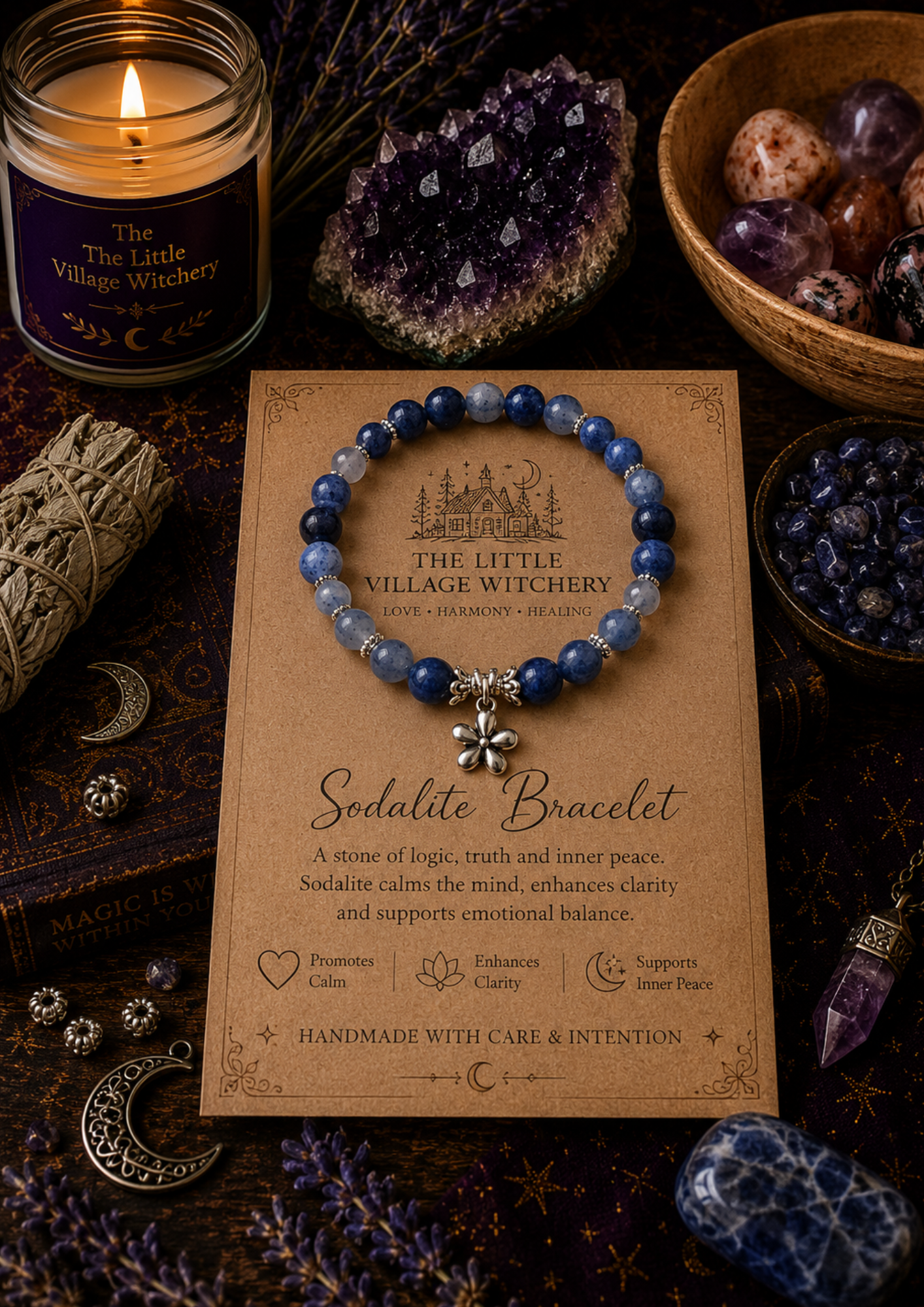 Sodalite Crystal Bead Bracelet