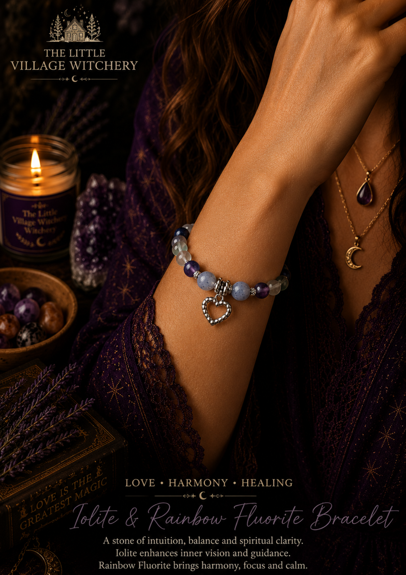 Iolite & Rainbow Flourite open heart Wearing.png (Copy)