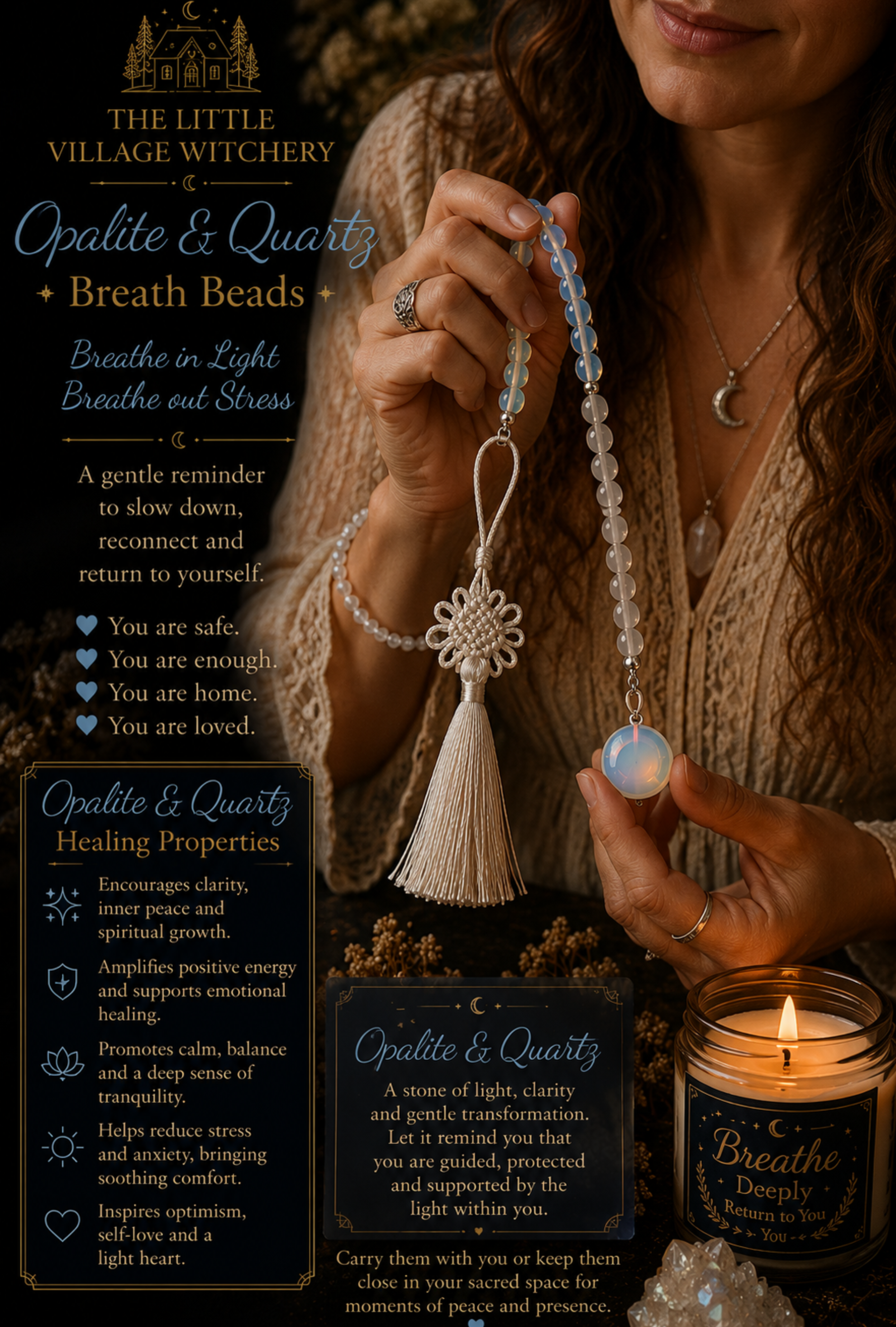 Opalite & Quartz Breath Beads & Circle Charm holding.png