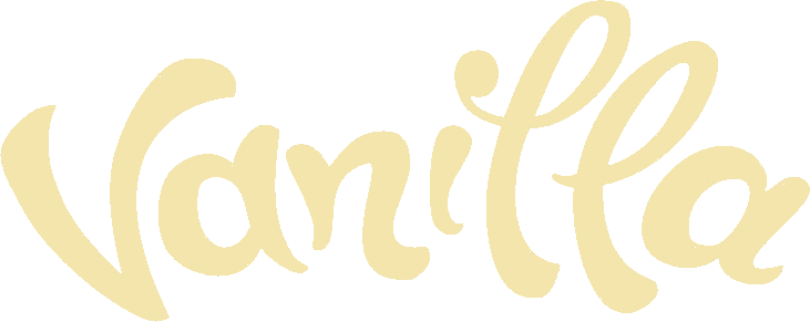 Hand-lettered text that says Vanilla in a cursive style.