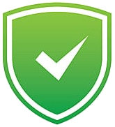 Green shield emblem with a white check mark in the center.