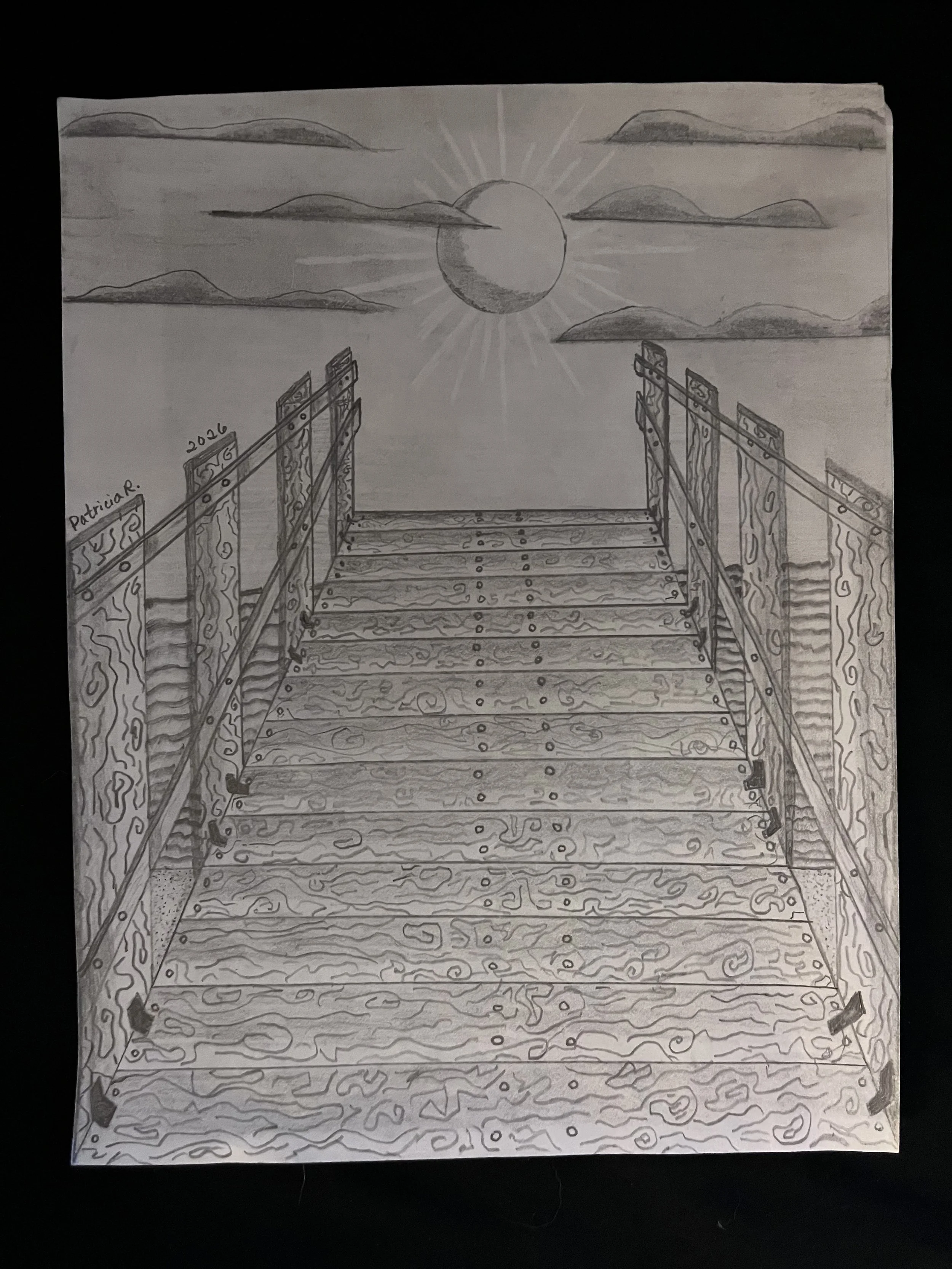 06/10/2026 An 8.5x11" pencil & eraser drawing of a Beach Pier