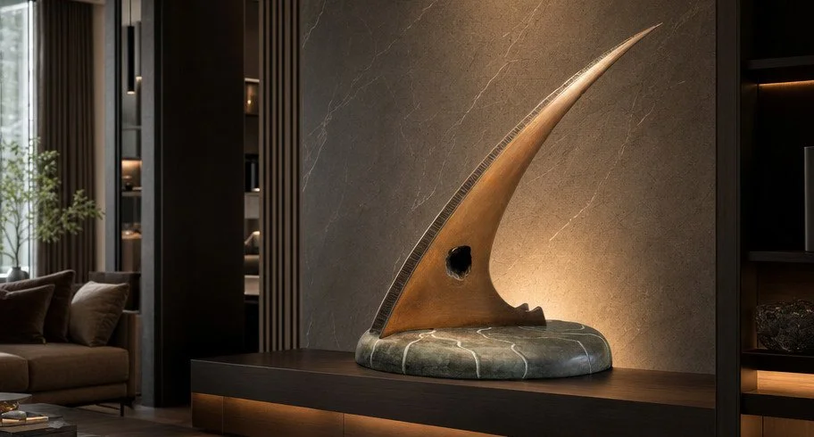 Perfil de la escultura The Four Elements de Raúl Abad. Arte en bronce, escultura contemporánea de colección