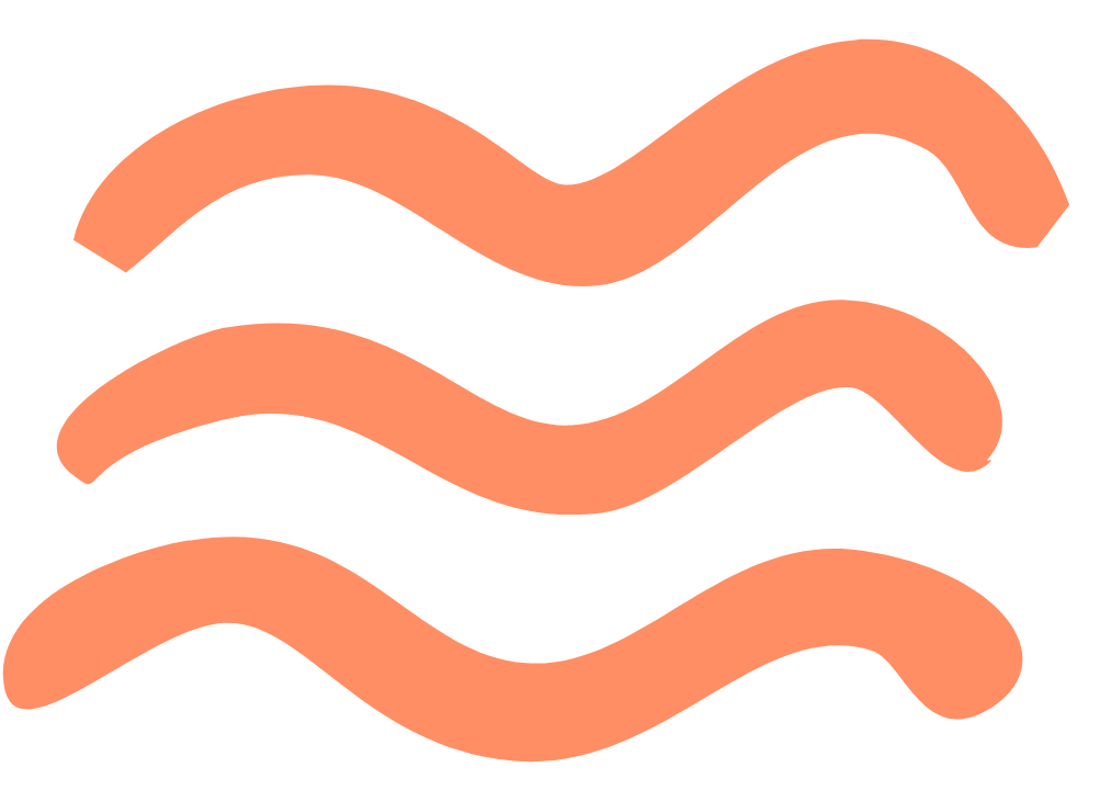 Three horizontal wavy lines in light coral color on a white background.