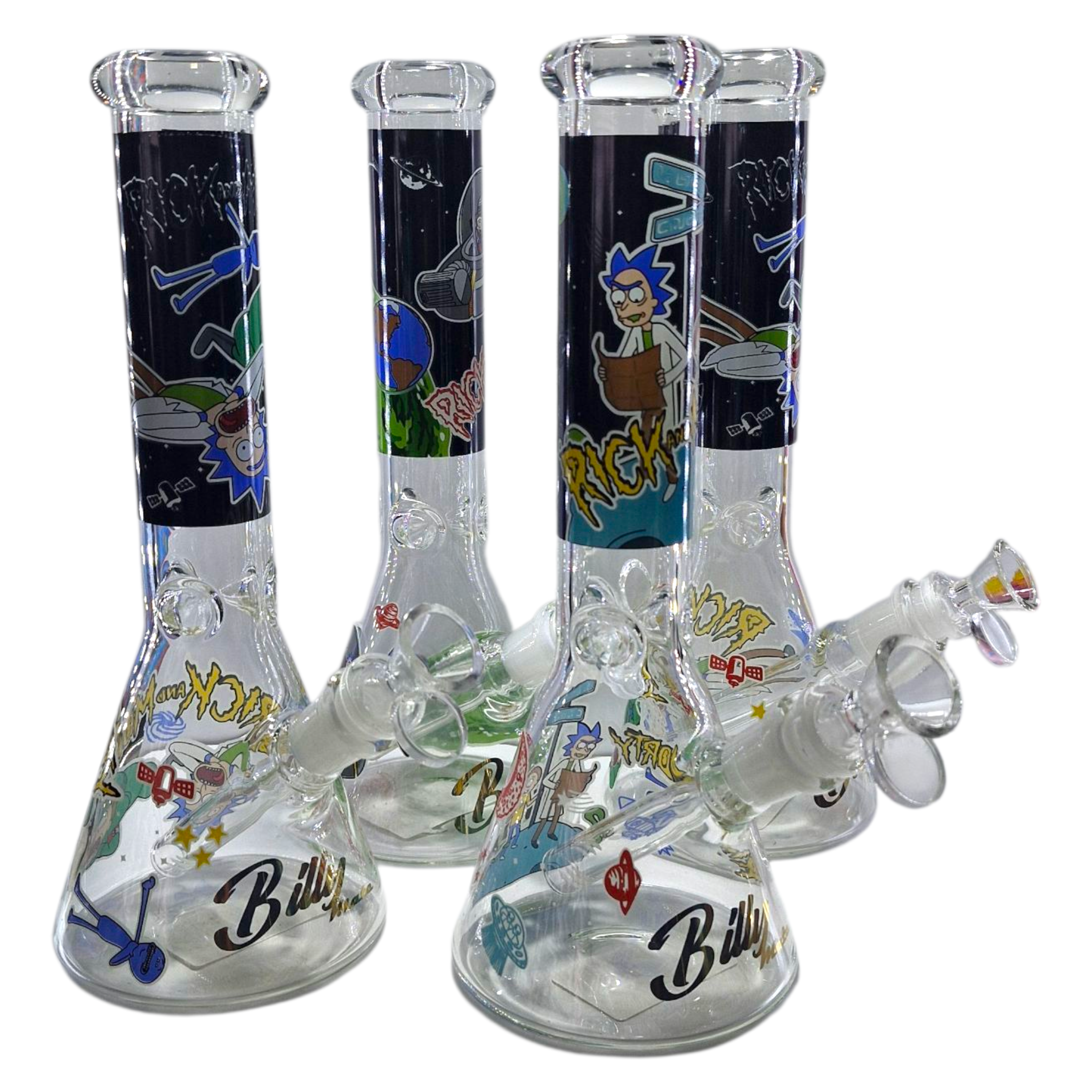 Billy Mate Rick and Morty Design Beaker Glass Bong 25cm