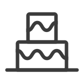 Outline of a two-tiered cake with wavy decorative lines