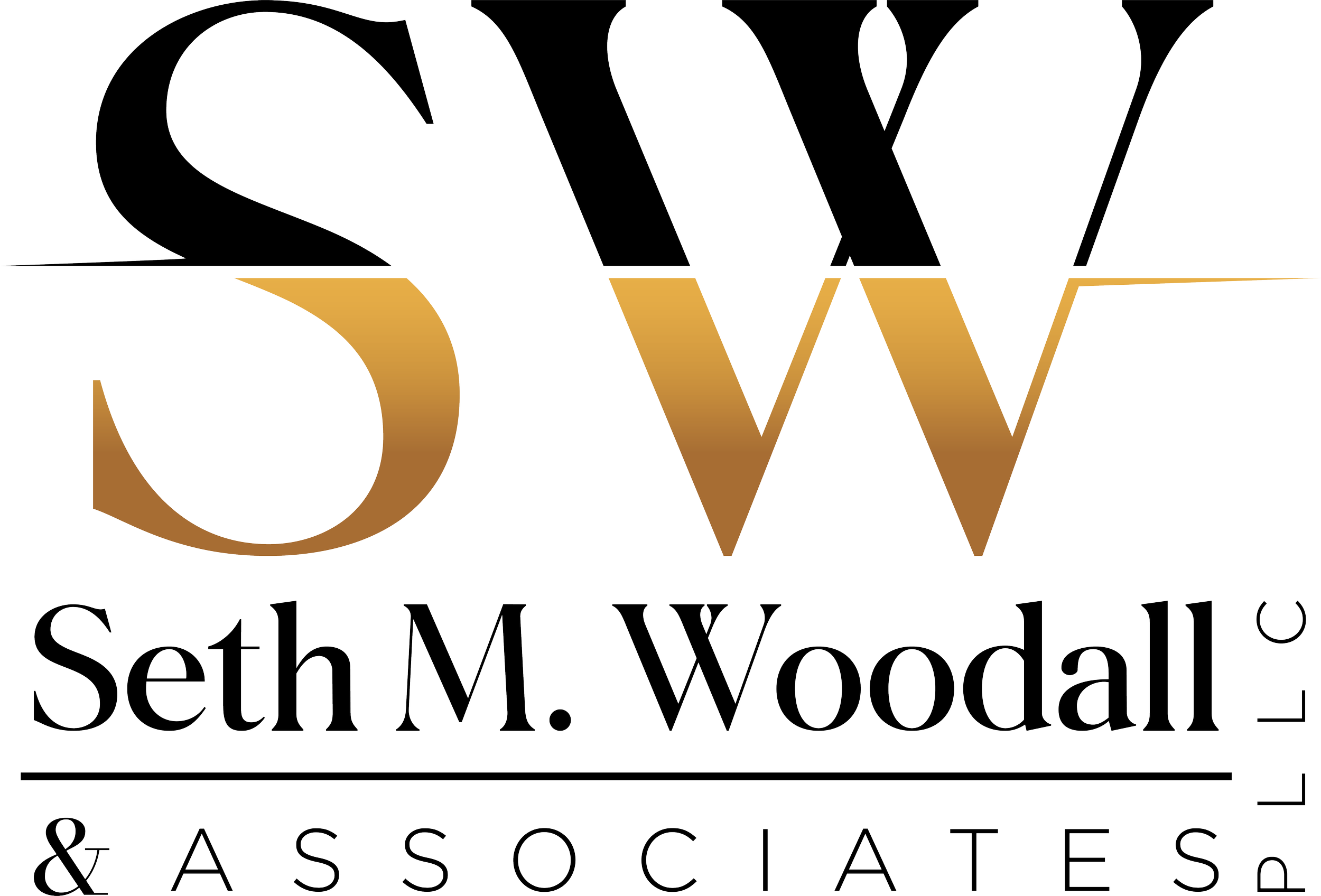 A logo with gold, black, and white text reading "Seth M. Woodall & Associates".