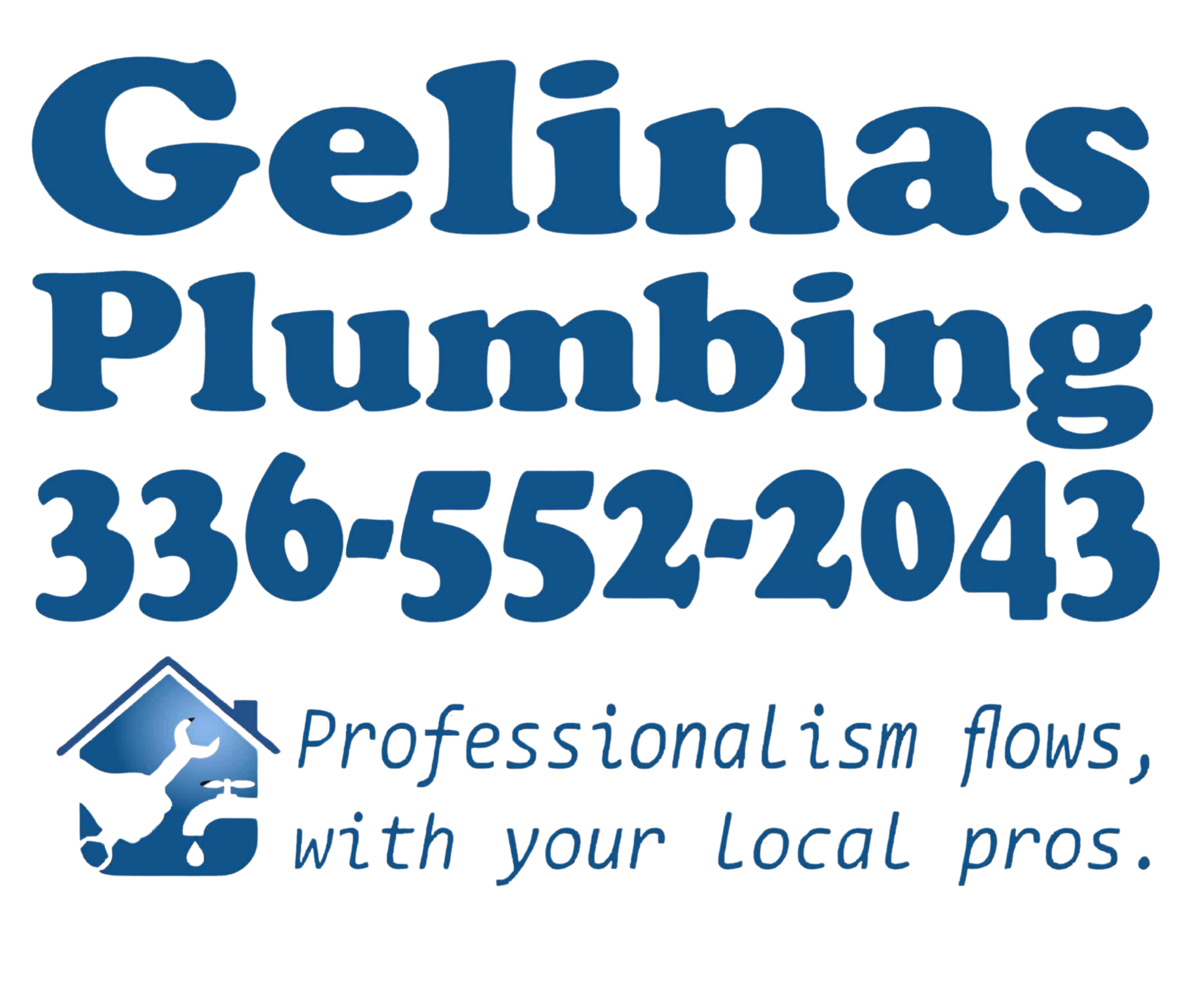 Neon sign with the text 'Gelsmas Plumbing' and a slogan 'Providing, with your local plumbers'.