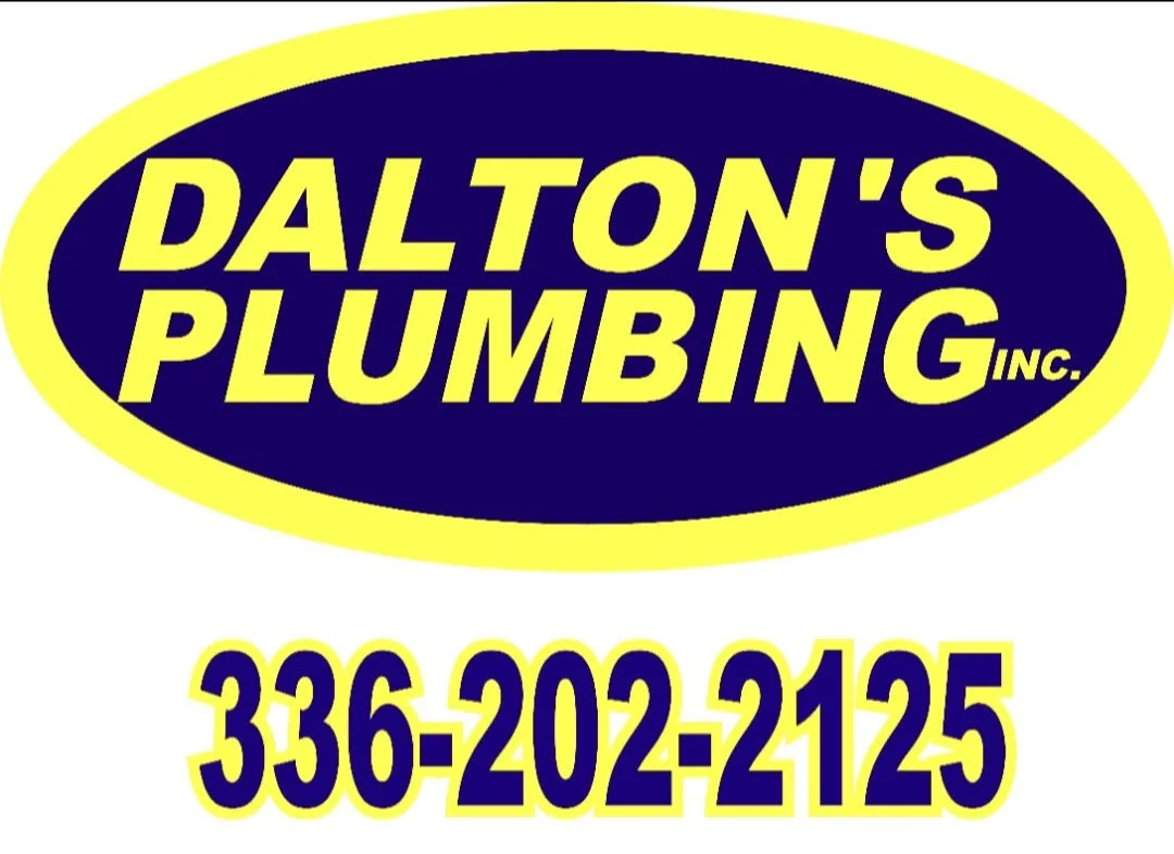 Logo of Dalton's Plumbing Inc. with phone number 336-202-2125 in yellow and blue colors.