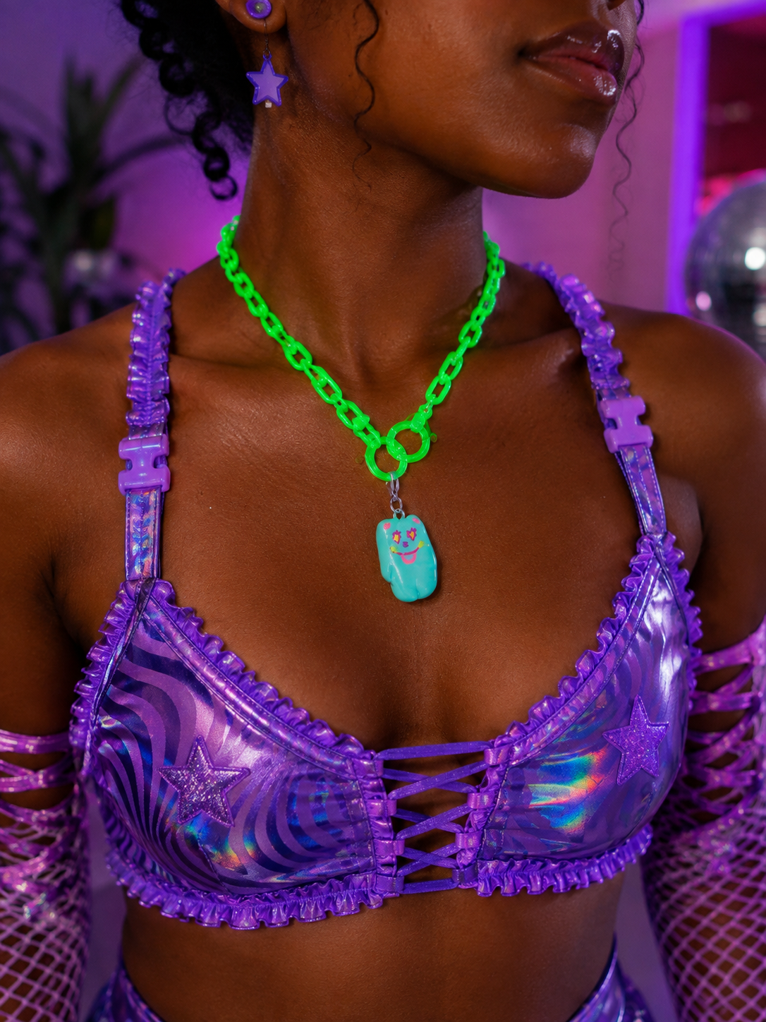 Neon Dream Bear Necklace