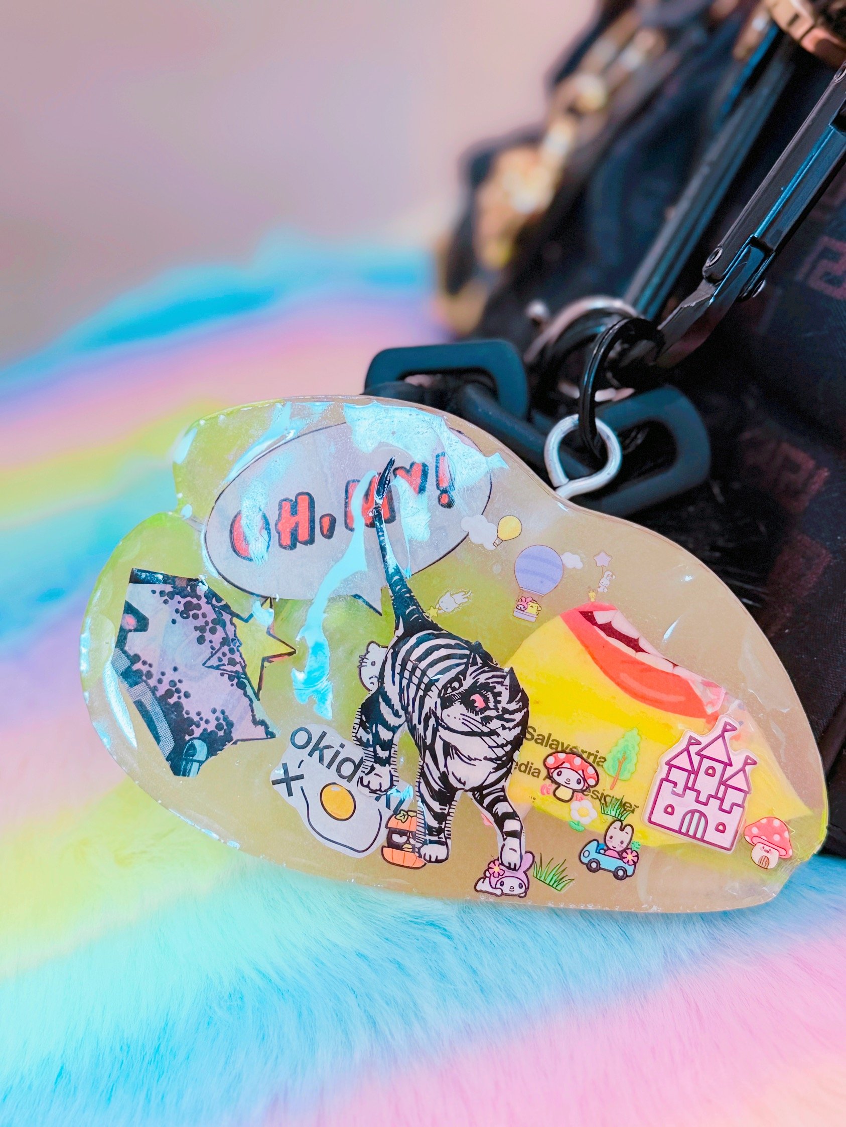 Glow Kiss Resin Bag Charm