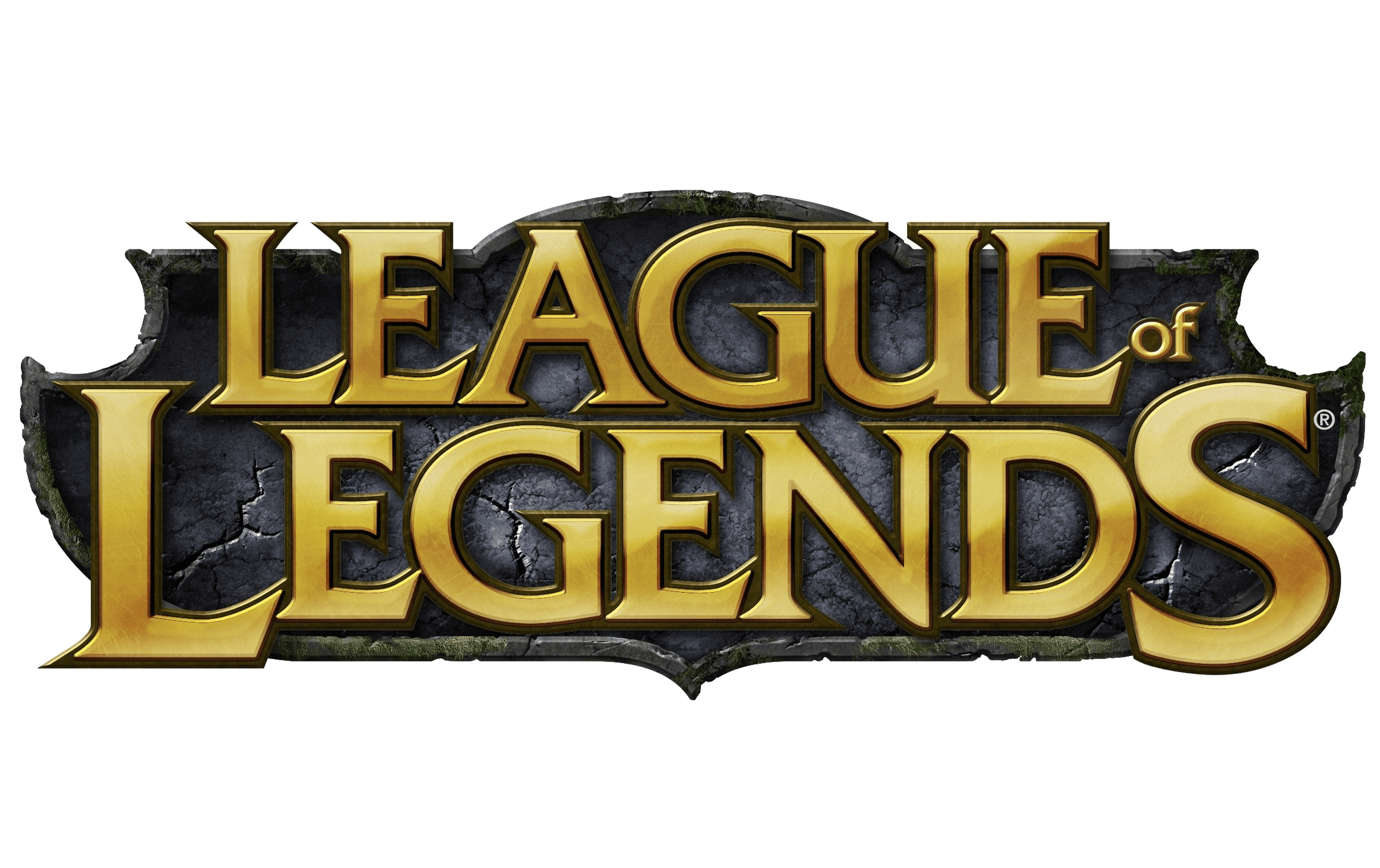 The logo of the video game 'Legacy of Legends' features large, gold and black lettering with a cracked stone background.