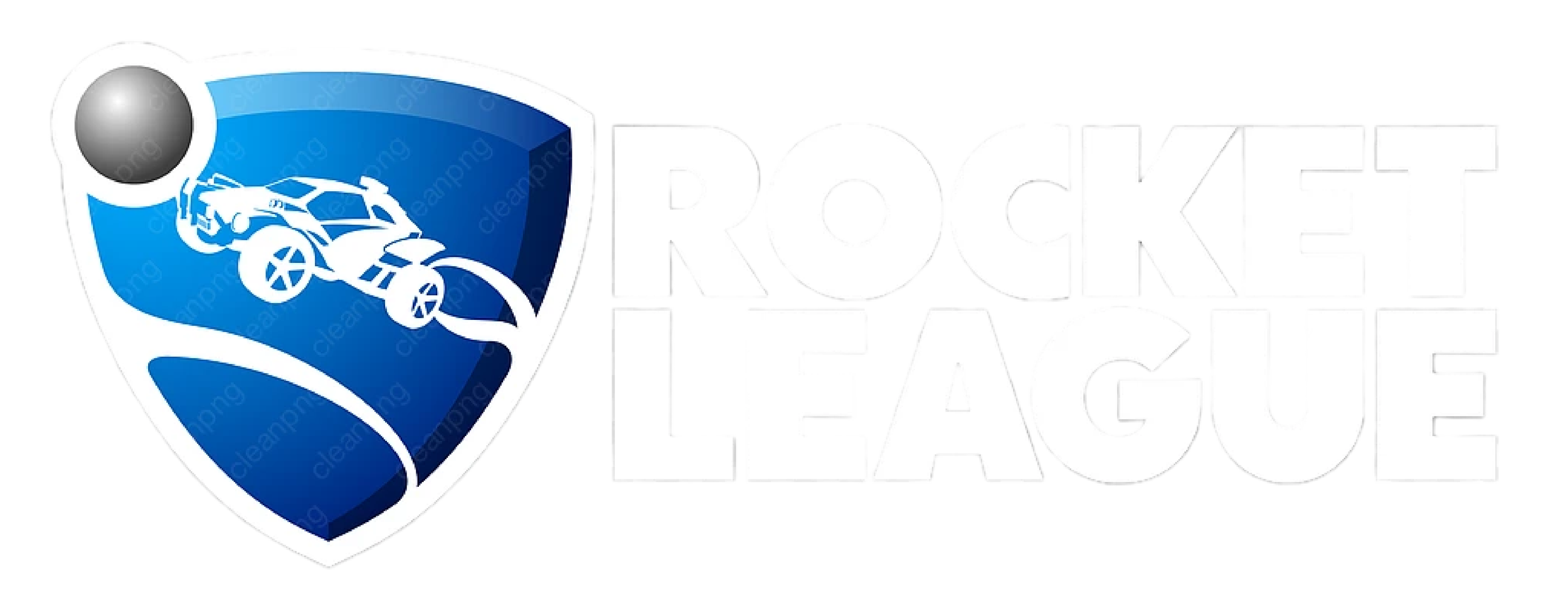 Rocket League logo featuring a stylized car hitting a ball inside a shield, with the text 'Rocket League' in the background.